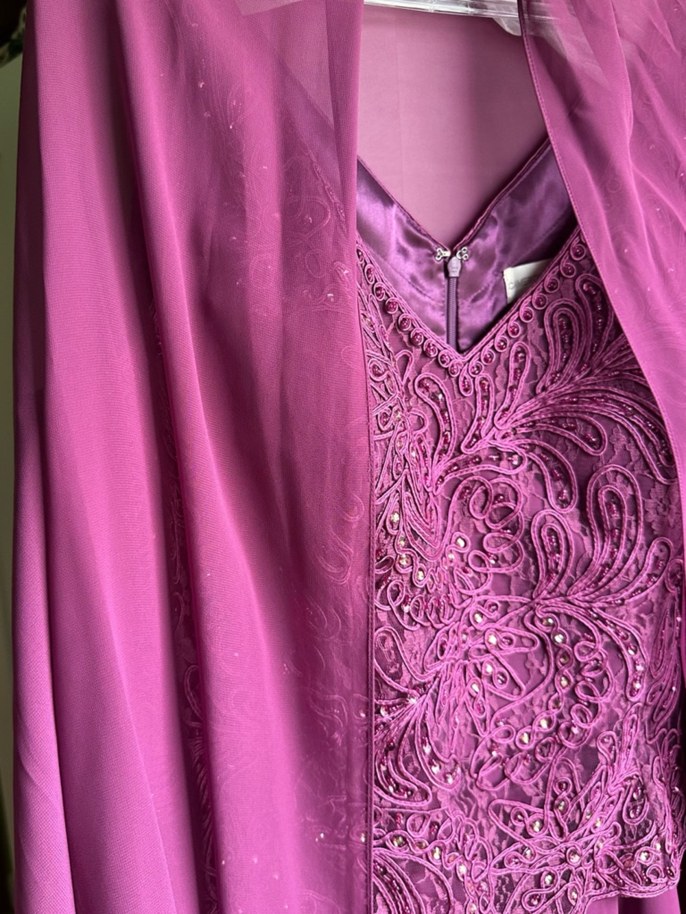 Elegant Magenta Beaded V-Neck Wedding Dress Cameron Blake Plus Size 20